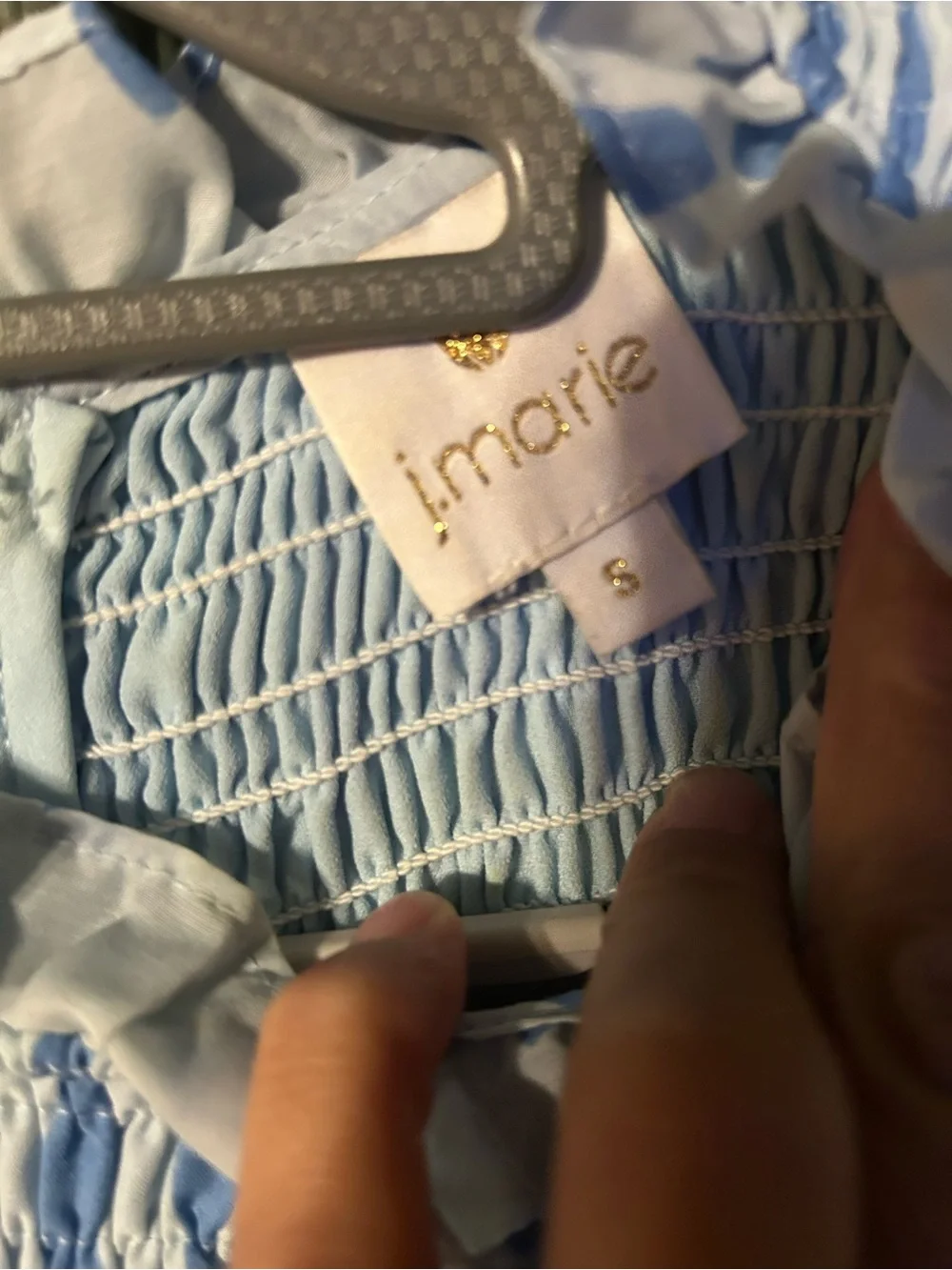Girls' Light Blue Smocked Tiered Flutter-Sleeve Dress